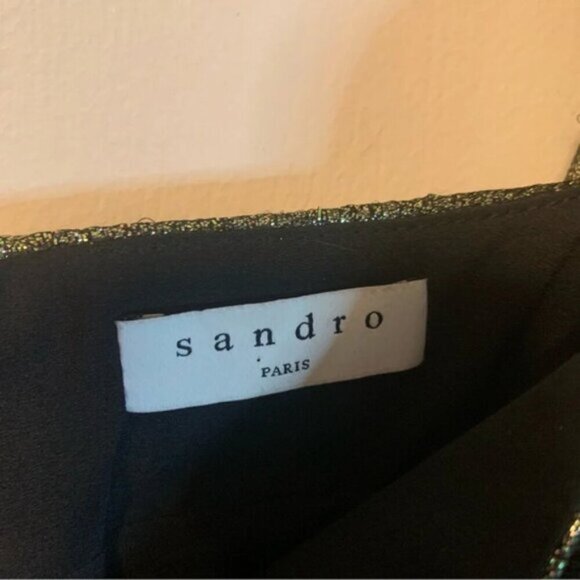 Sandro Julie Metallic Puffed Sleeve Woven Mini Dress 40 - Picture 10 of 16